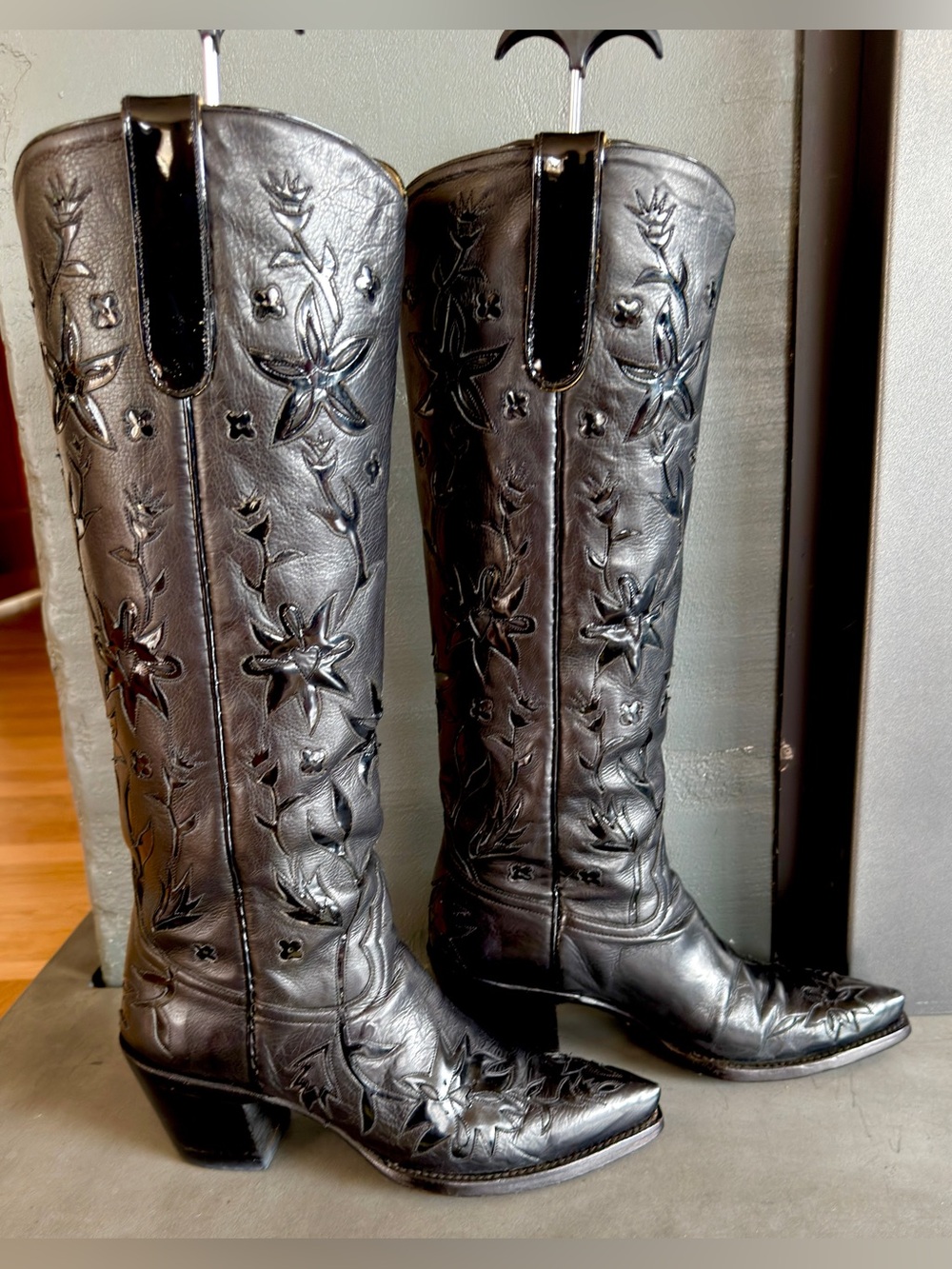 Liberty Boot Co. Handmade Boots in Goat Leather with Black Patent Leather Inlay